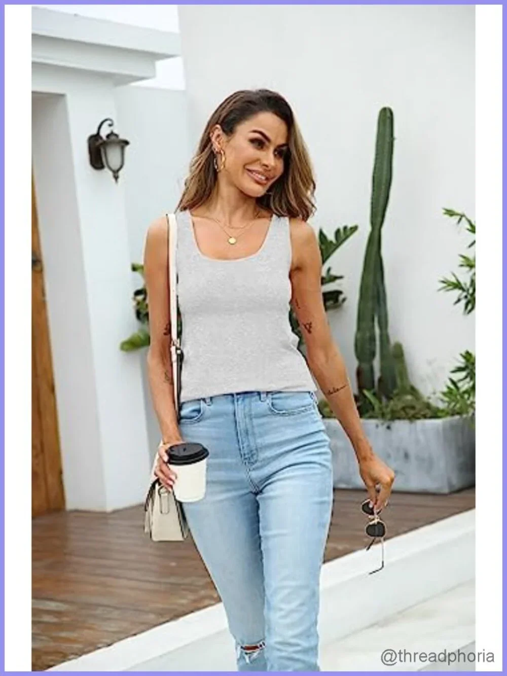 3 Pack Extra Long Cotton Spandex Tank Tops Camisoles
